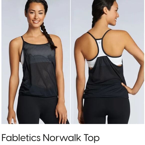 Fabletics Norwalk Tank Top Built in Shelf Bra Workout Gym Mesh Racerback Tee - Picture 2 of 10